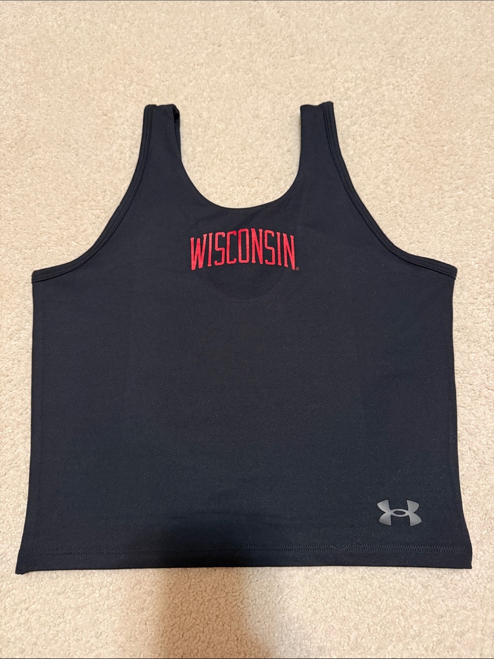 Under Armour Black Tank with Red Wisconsin Text